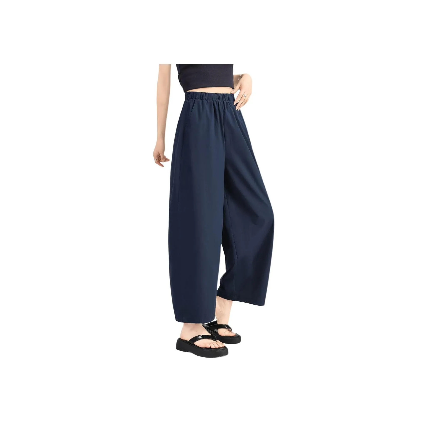 BALENO Свободный крой Удобные Брюки длиной до щиколотки HIGH RISE Тонкие Модные Универсальные Брюки-фонарики Летние Женские