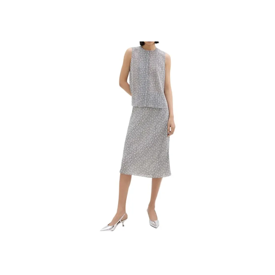 THEORY Casual Long Skirts Women's Mixed Light Gray