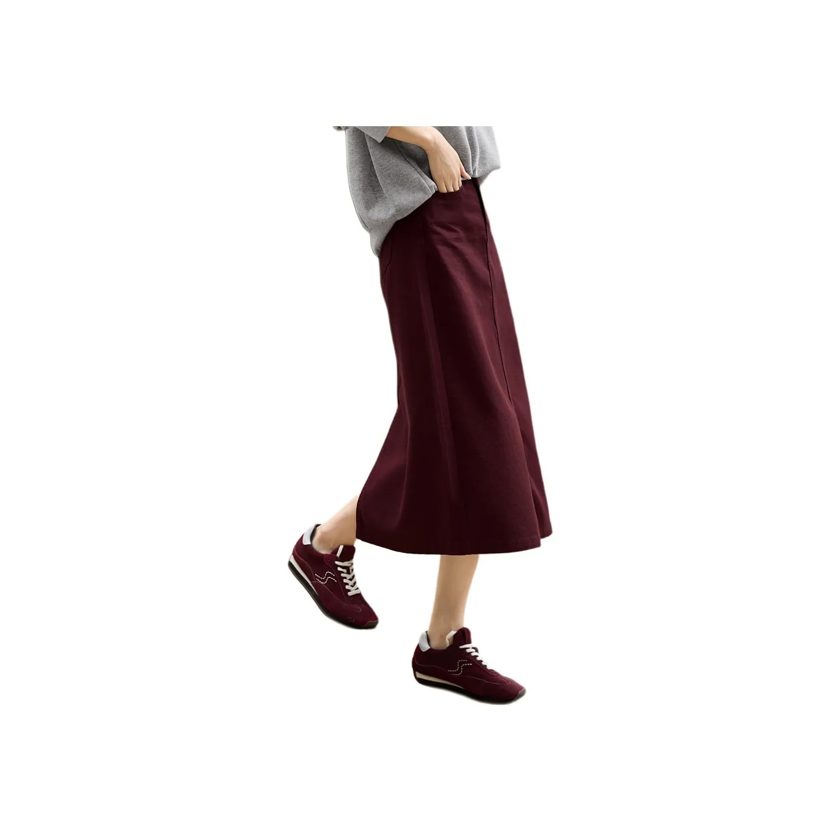 XWI Повседневный Длинный Юбка Женская Анкора Красный