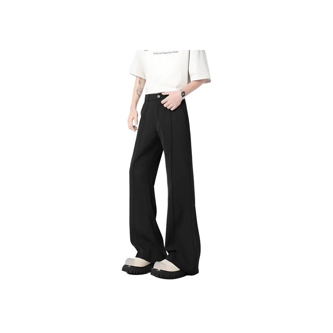 MARTHENAUT Черный Драпированный Буткат Унисекс Костюмные Брюки