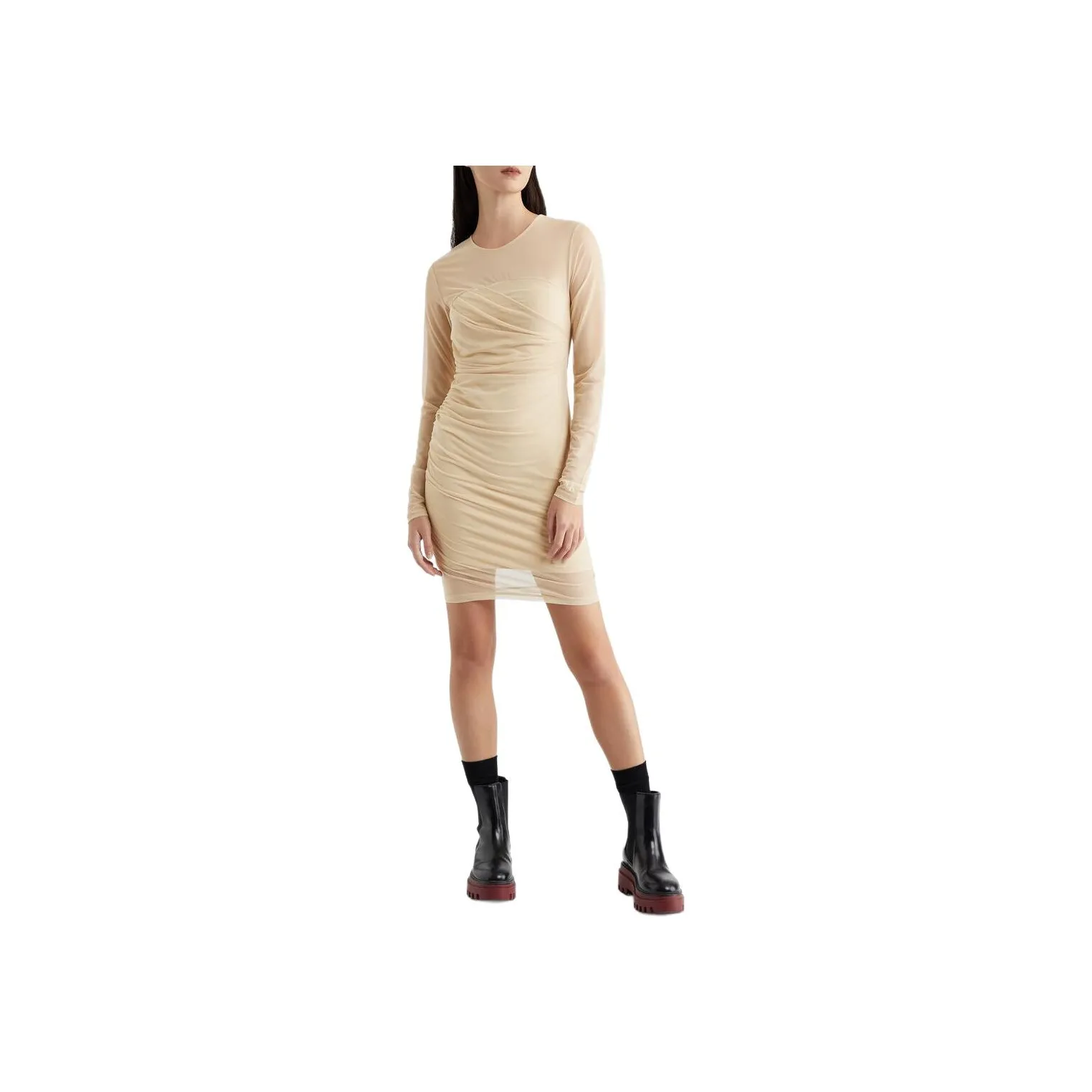 CK/Calvin Klein Long Sleeved Dress Women's Apricot