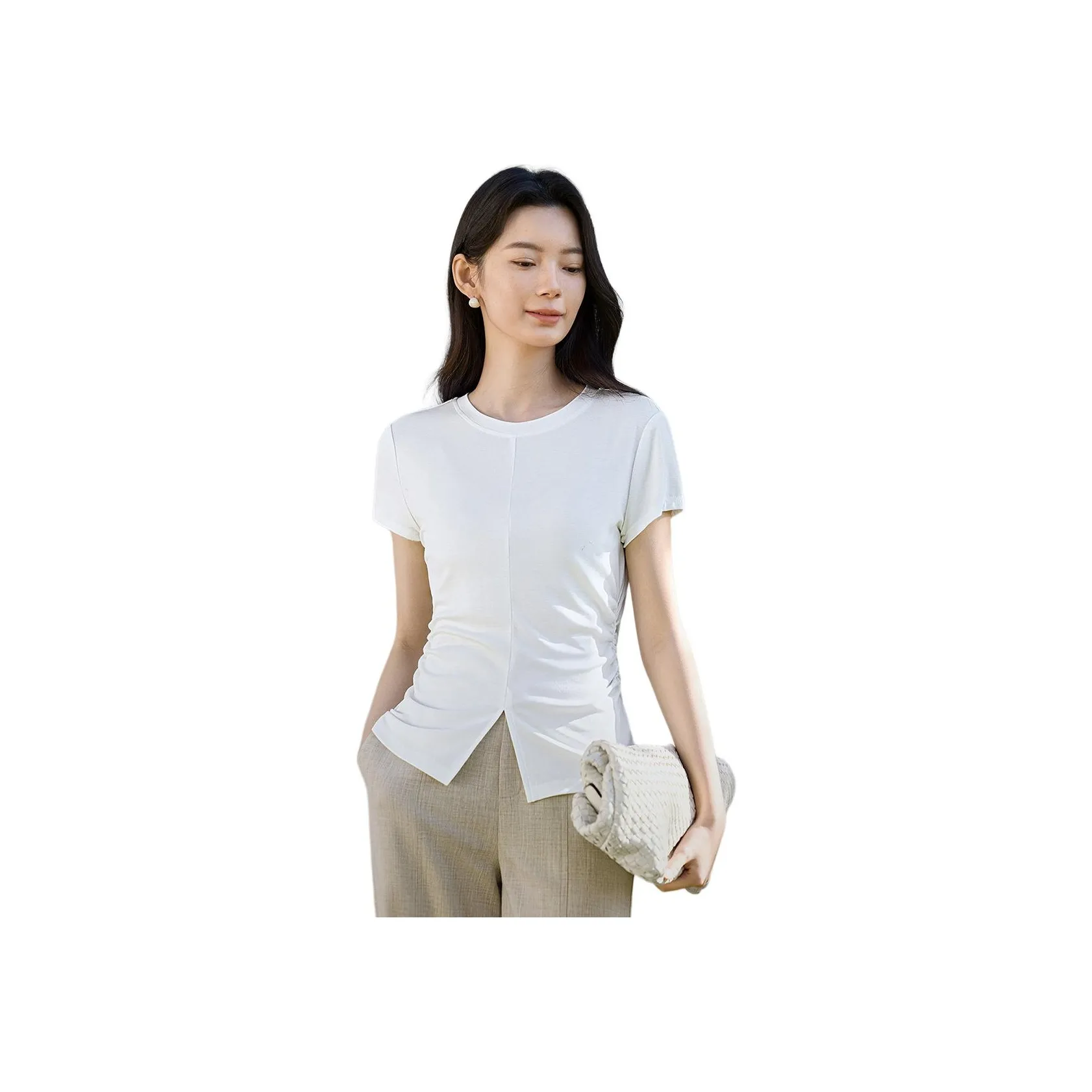 IHIMI T-Shirt Женская Чисто Белая