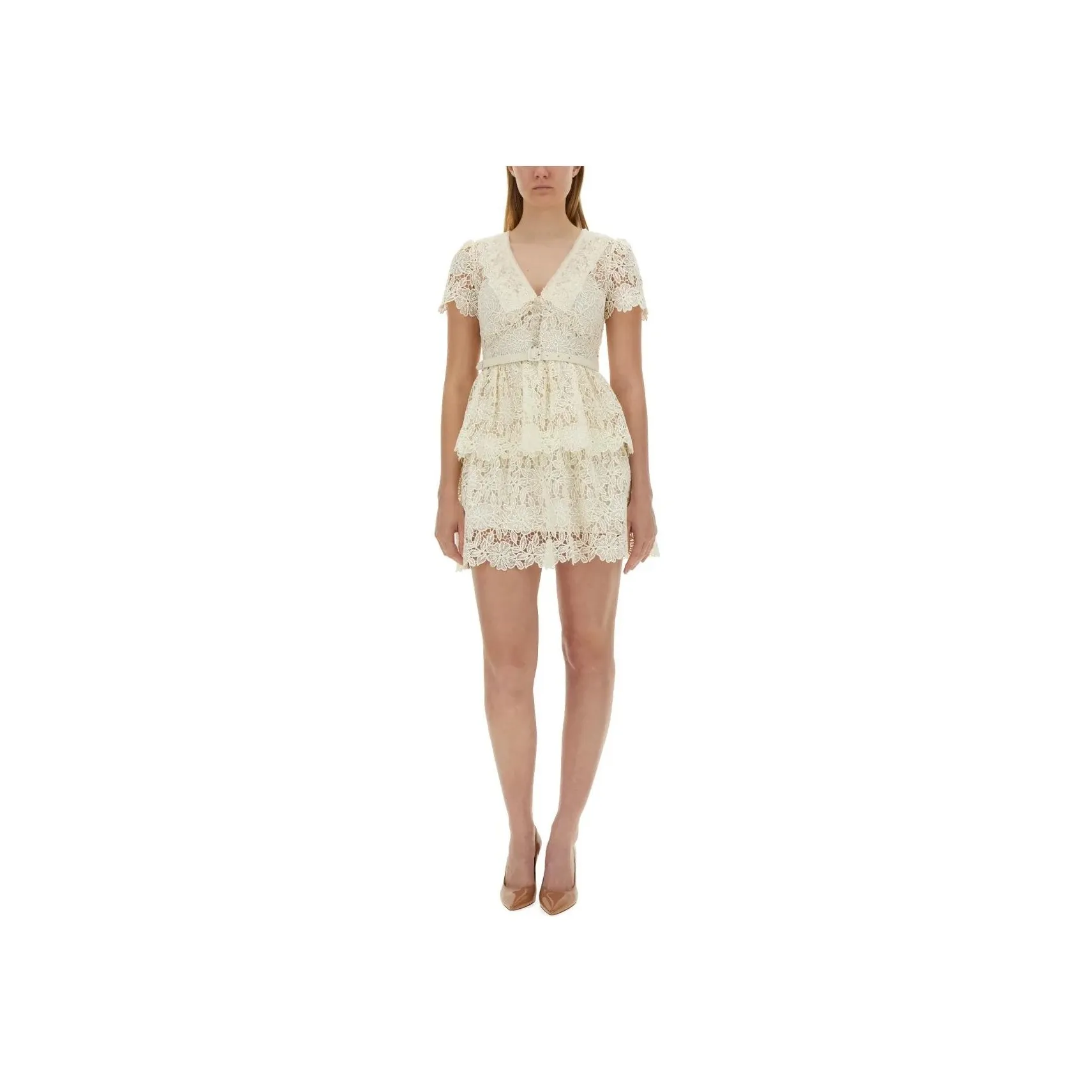 Self portrait Flower Lace Collar Mini Dress