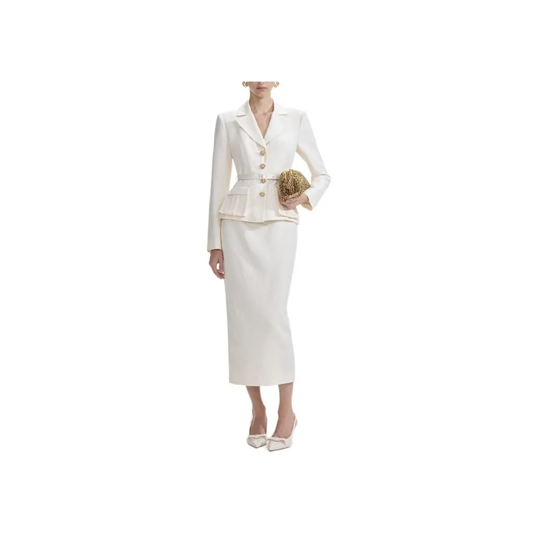 Self portrait Long Sleeved Dress Women's Ivory White