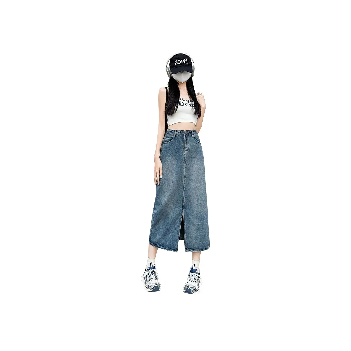 La Chapelle Denim Long Skirt Women's Vintage Blue Ла Шапель Деним Длинная Юбка Женская Винтажный Синий