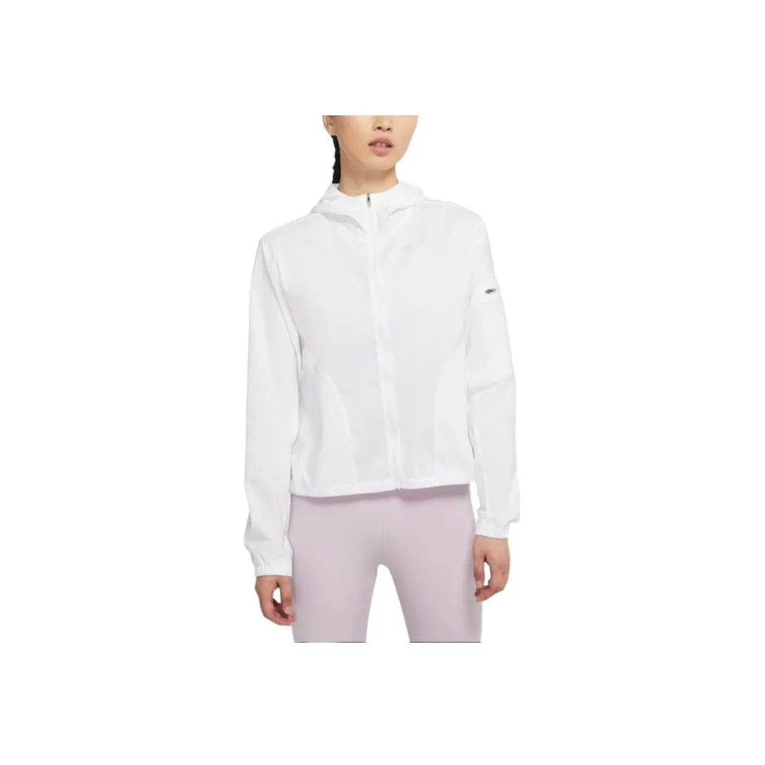 Nike Women'ss Logo Running Hooded Jacket White