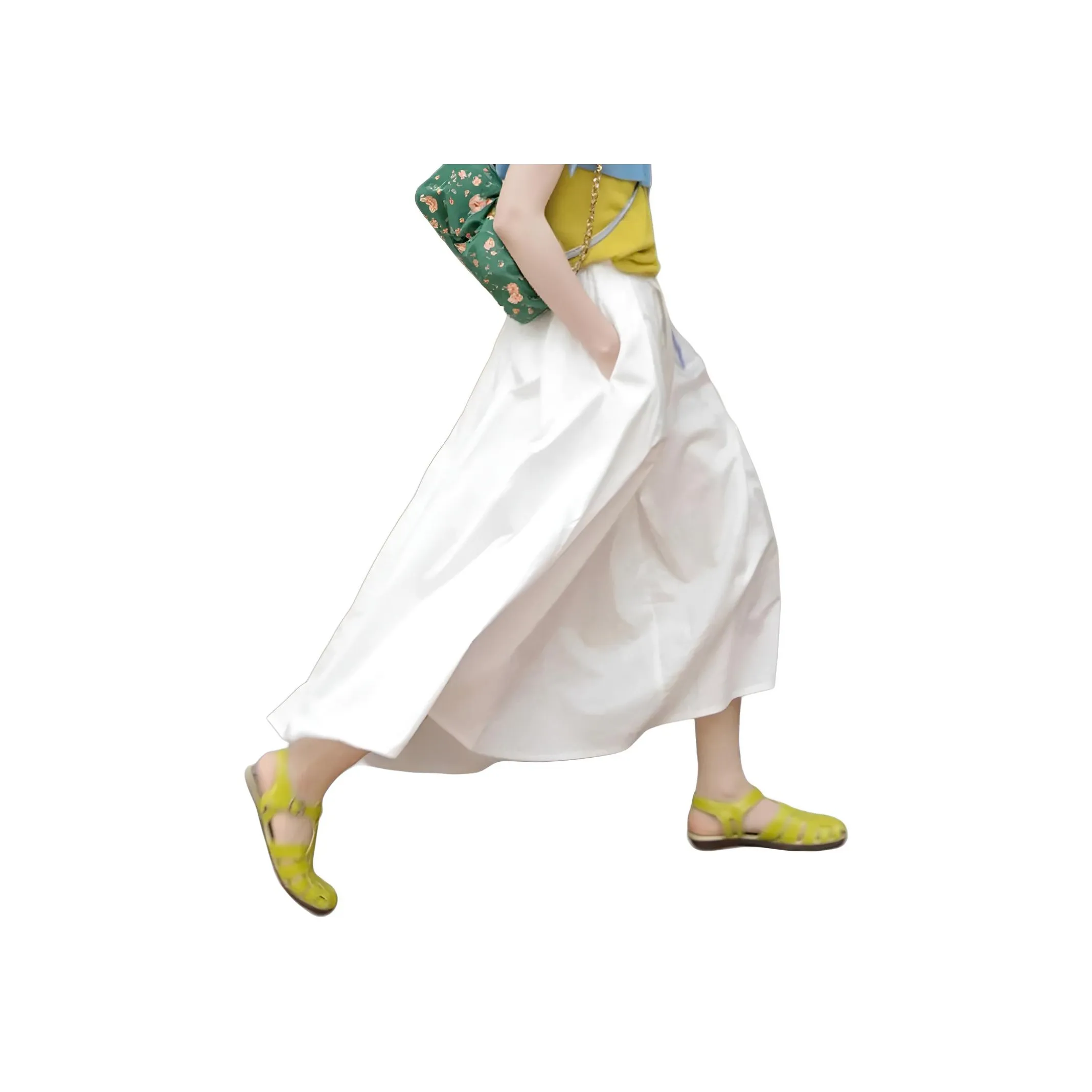 Wbwq Белый Женские Повседневные Длинные Юбки