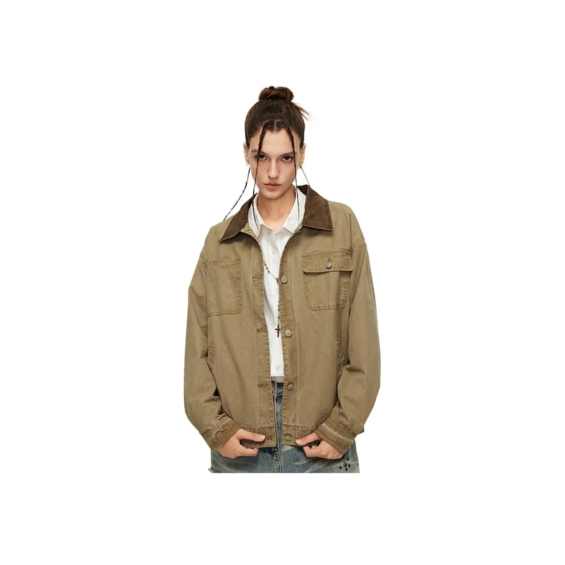 GTRG Denim Jackets Unisex Khaki