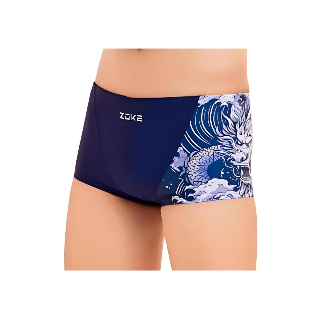 ZOKE Плавки Мужские Глубокий Синий Китайский Дракон Цветочный Дизайн