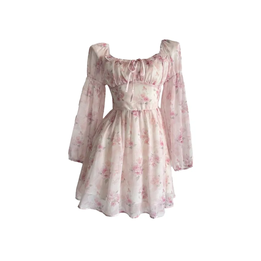 JOSR Длинное платье с длинными рукавами женское розовое