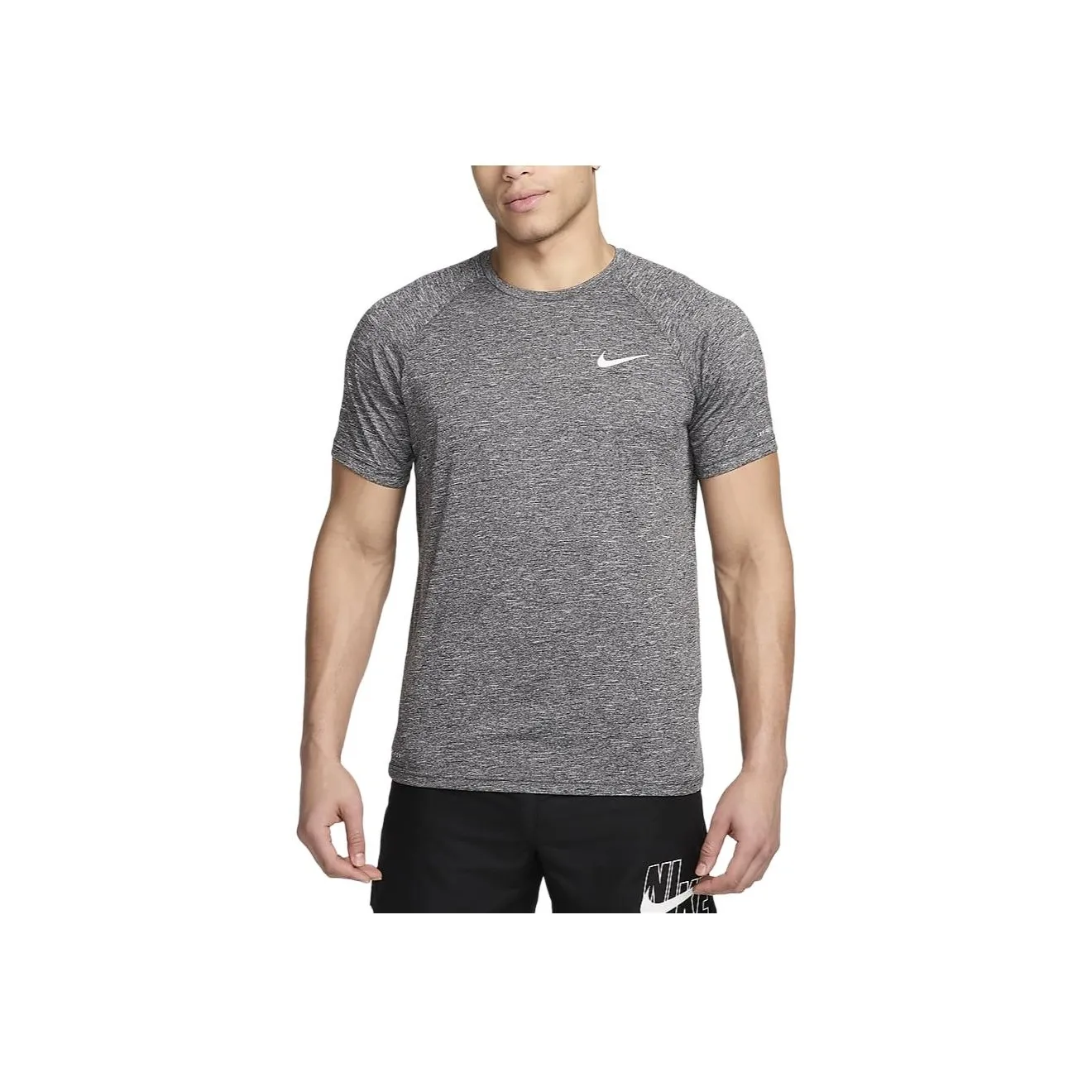 Nike Dri FIT Sport Heathered Short Sleeve Hydroguard Swim Shirt T Shirt Men's Gray Heather