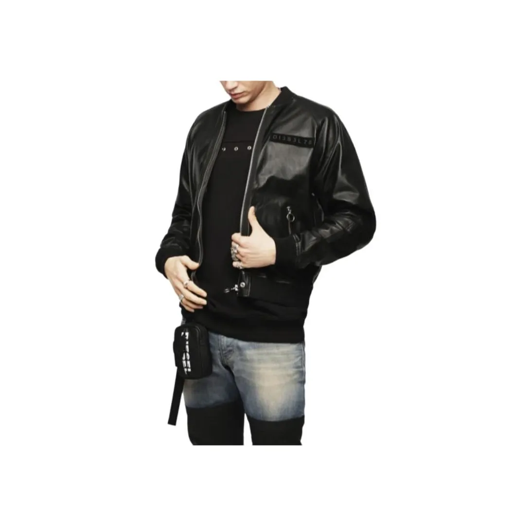 DIESEL Leather Jacket Men's Black