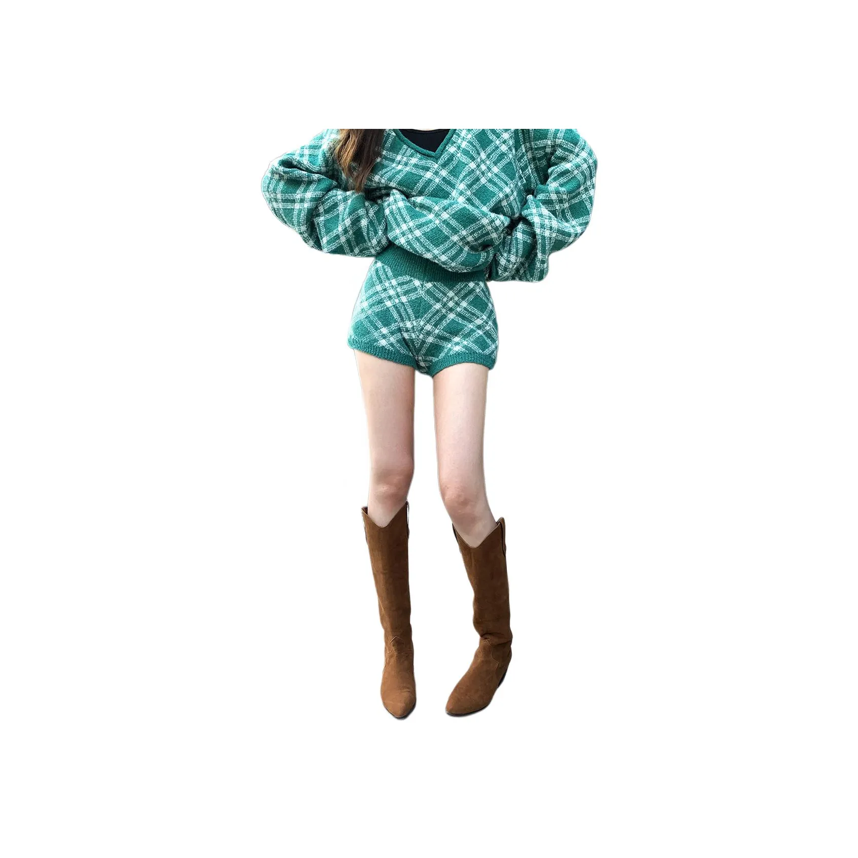 NANING9 Повседневные шорты женские зеленые