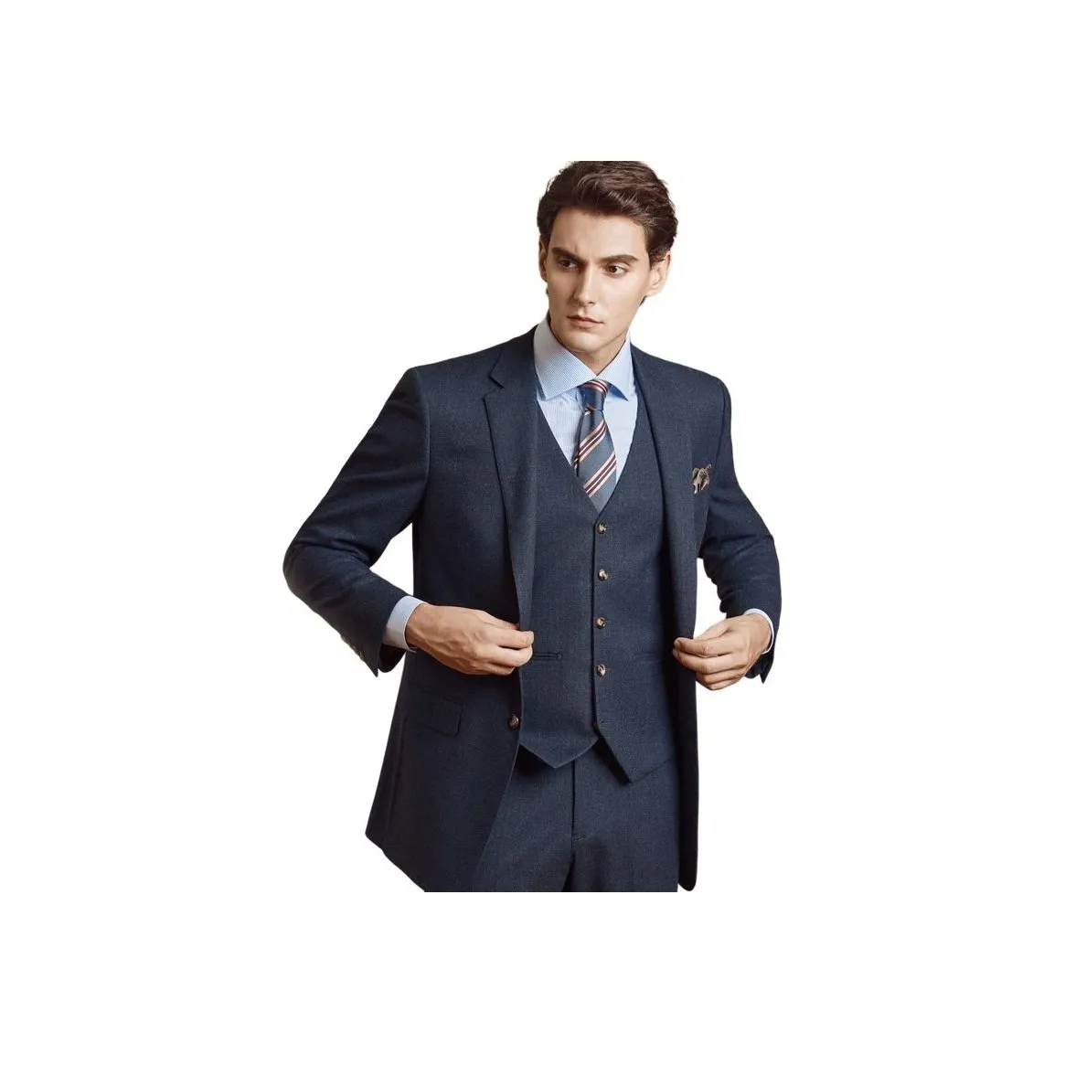 BUSYCON Темно-синий Синий Мужской Деловой костюм