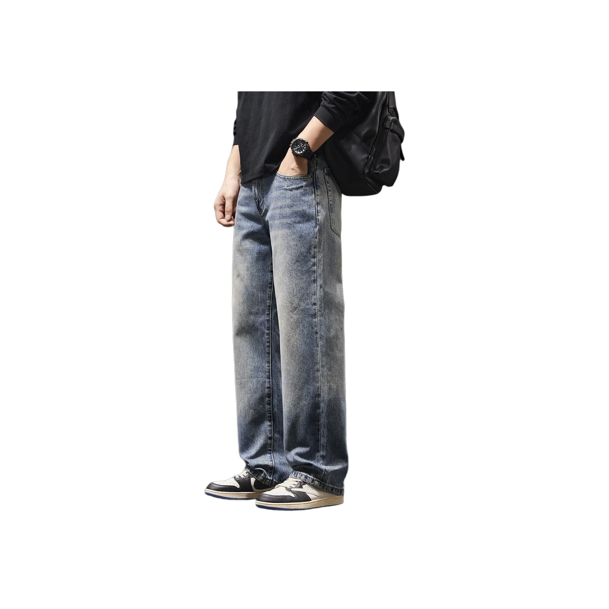 CHAORENBANG Белый Градиент Синий Мужские Джинсы