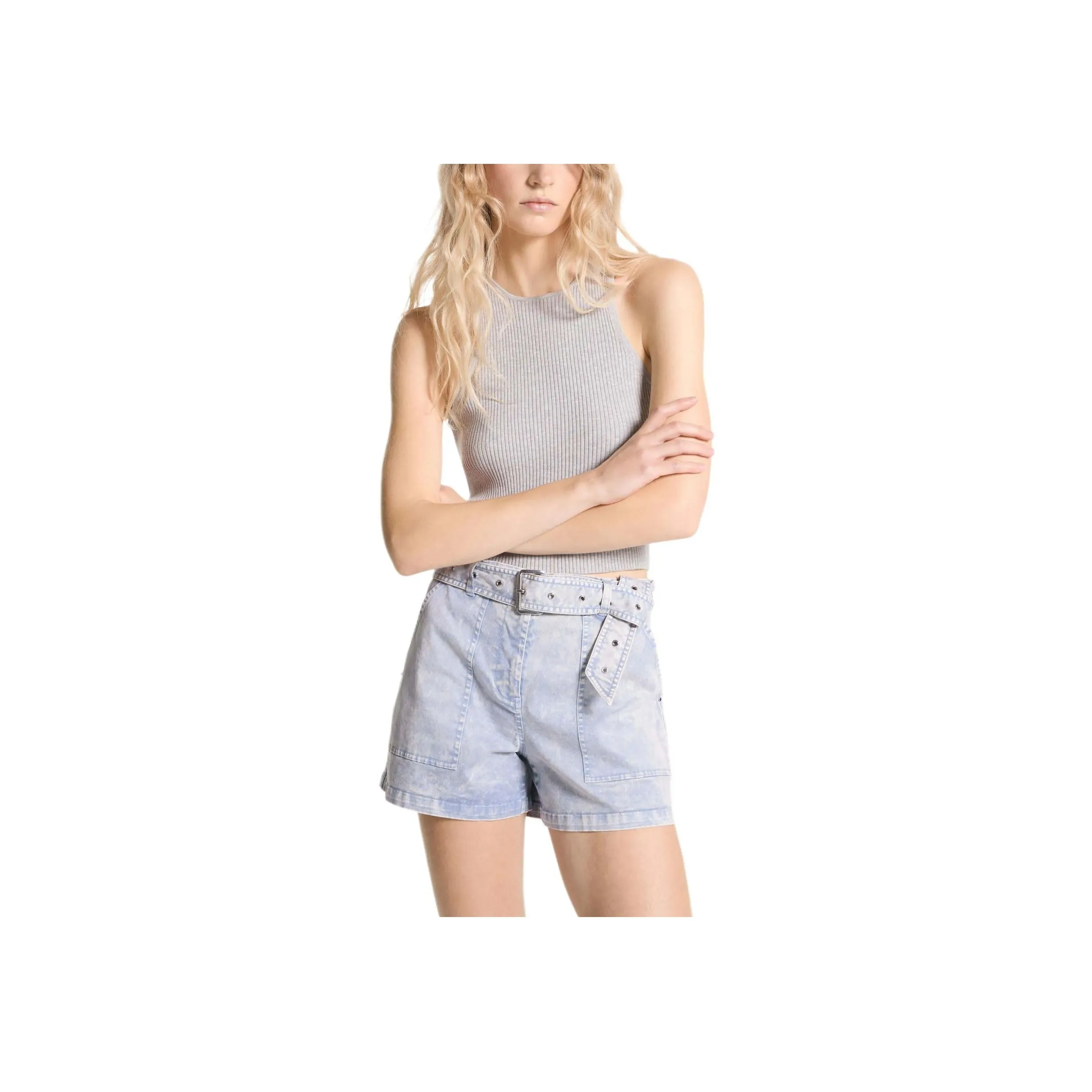 MICHAEL KORS SS24 Denim Shorts Women's Light Blue