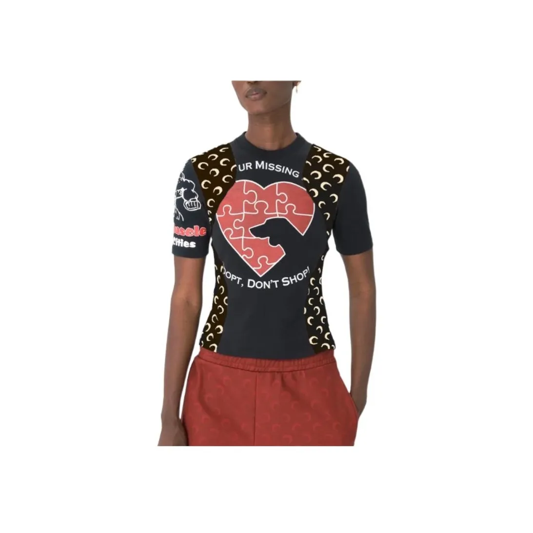 Marine Serre Regenerated Graphic Baby Fit T Shirt 'Black'