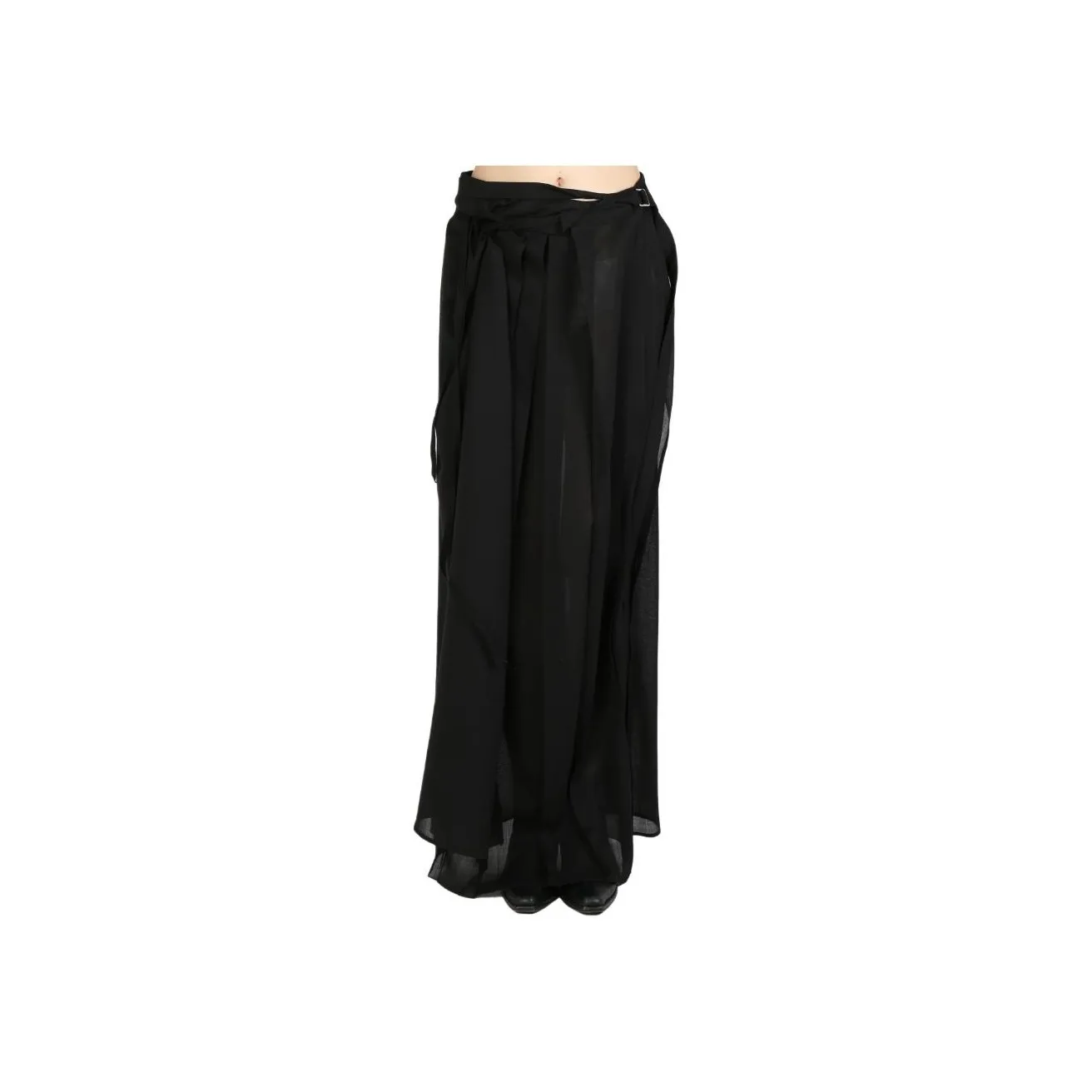 Ann Demeulemeester Norell Long Pleated Wrap Skirt 'Black'
