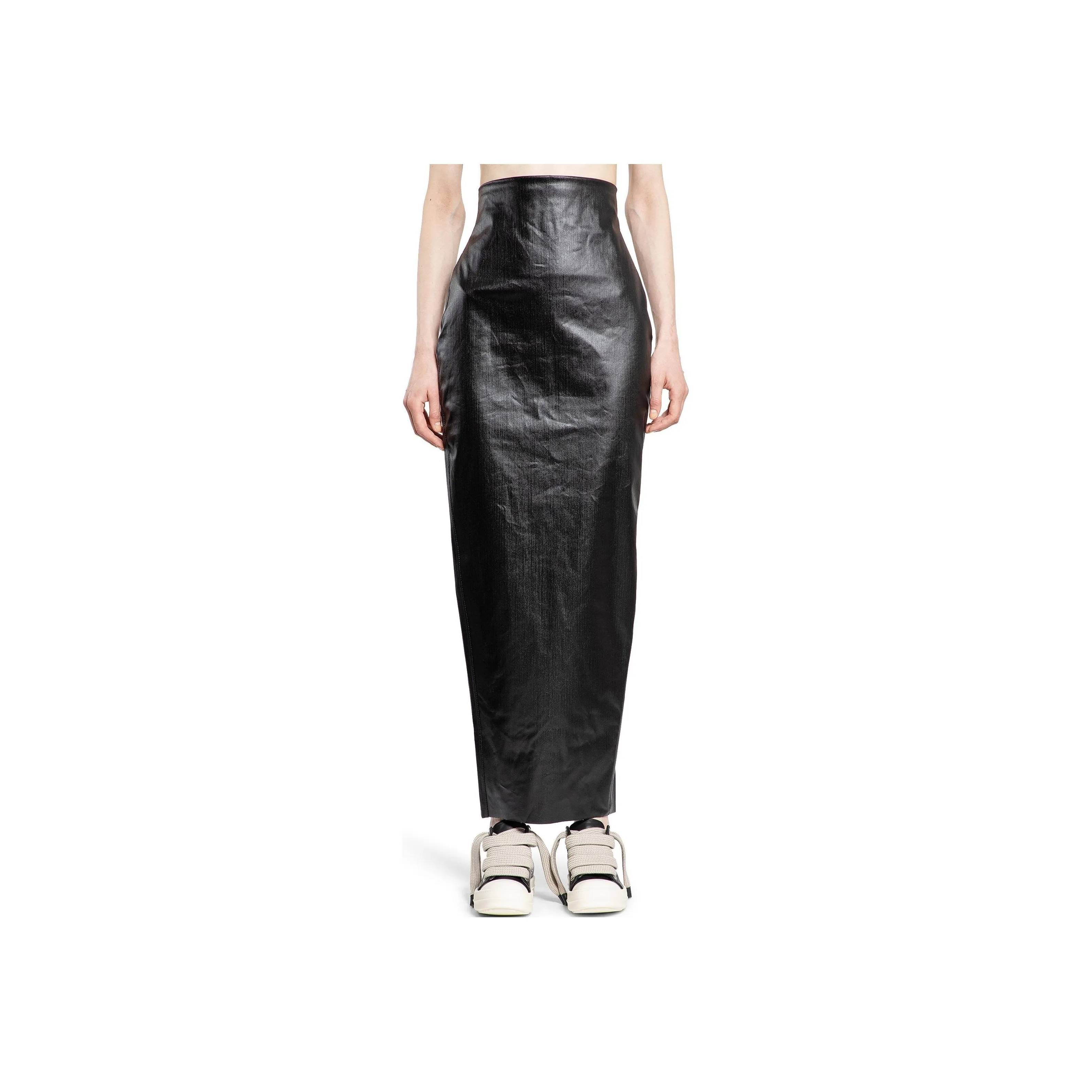 RICK OWENS Pillar High Waist Coated Maxi Skirt
