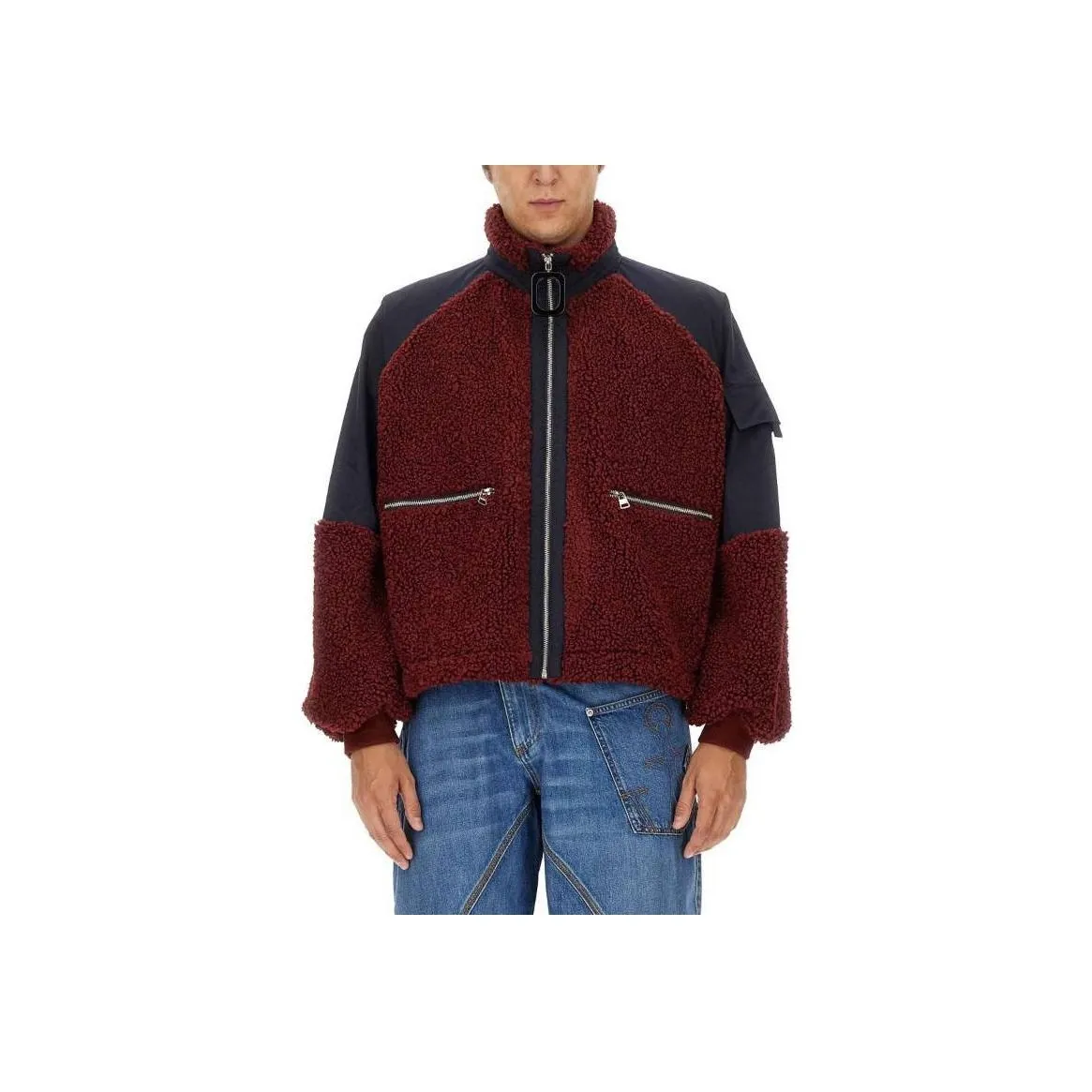 JW Anderson Colour Blocked Zipped Fleece Bomber Jacket