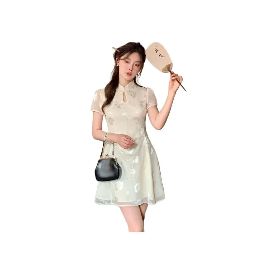 PAZZO Short Sleeved Dress Women's Beige Apricot