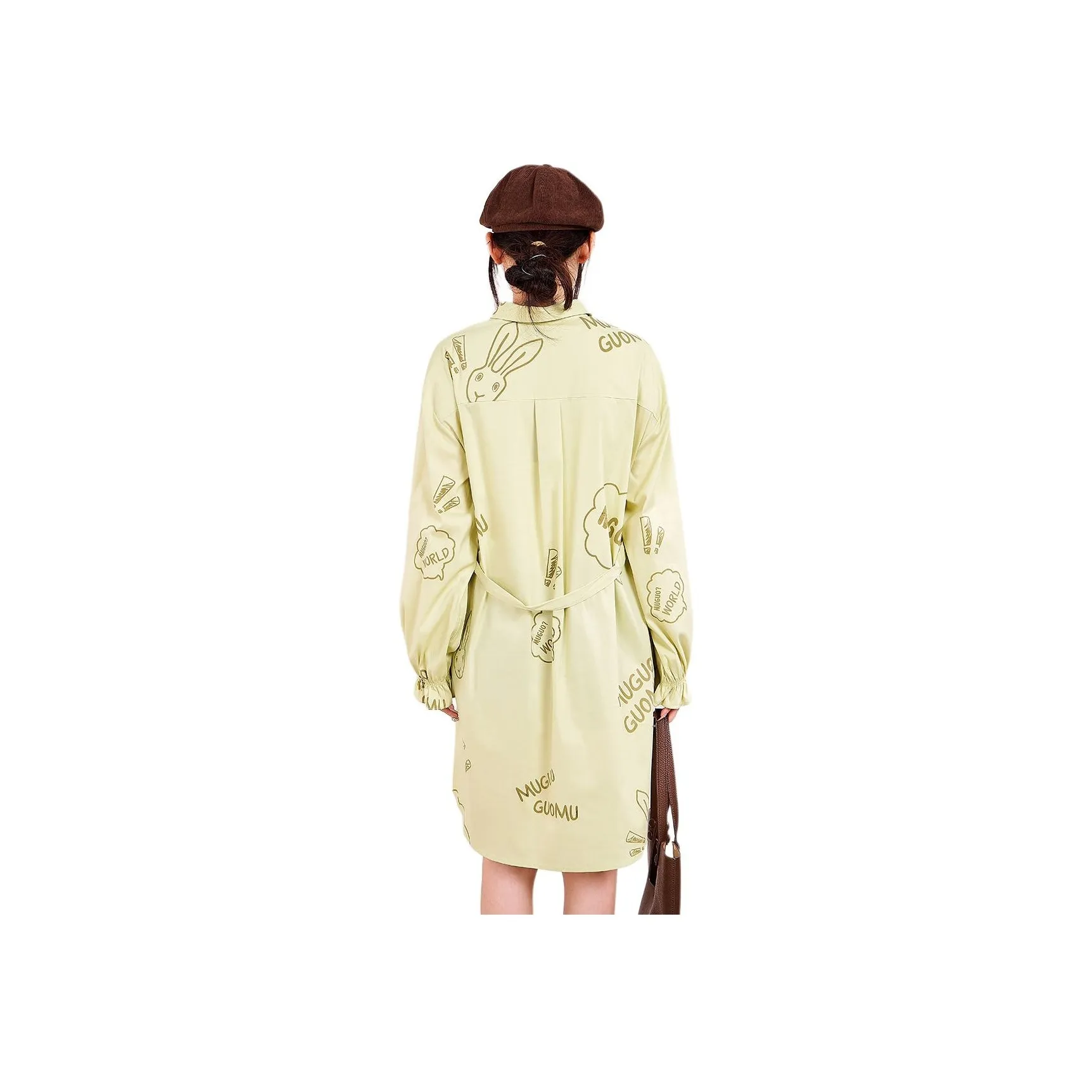 MUGUOGUOMU Long Sleeved Dress Women's Light Green