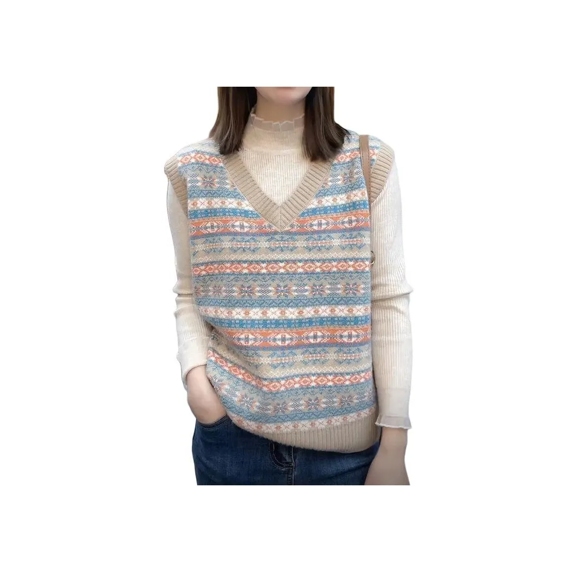 HAPG Синие полосы Жилет Женские Трикотаж