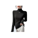 블랙 (2206 울+실크 플리스 원피스 하프 터틀넥)