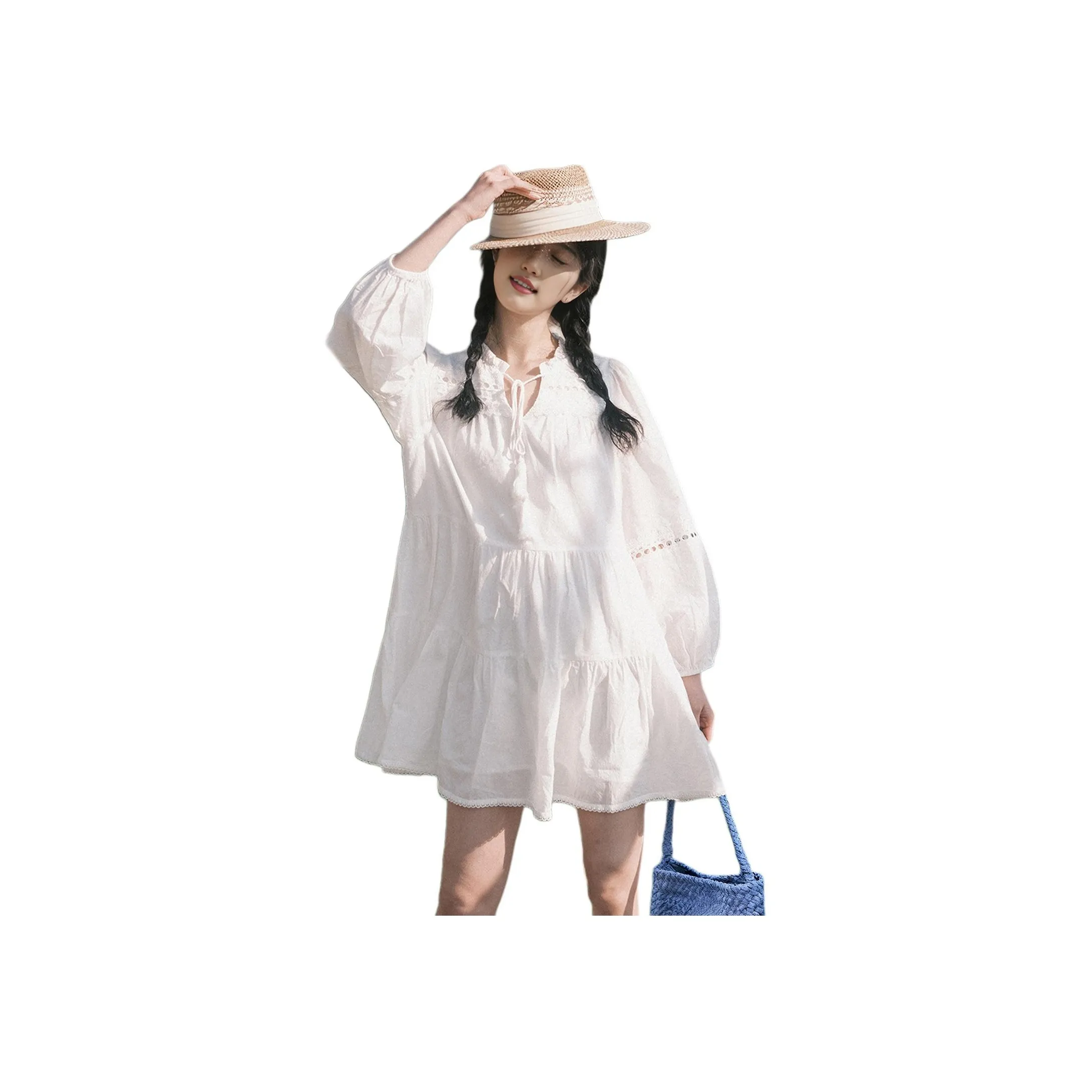 Wbwq Long Sleeved Dress Women's White