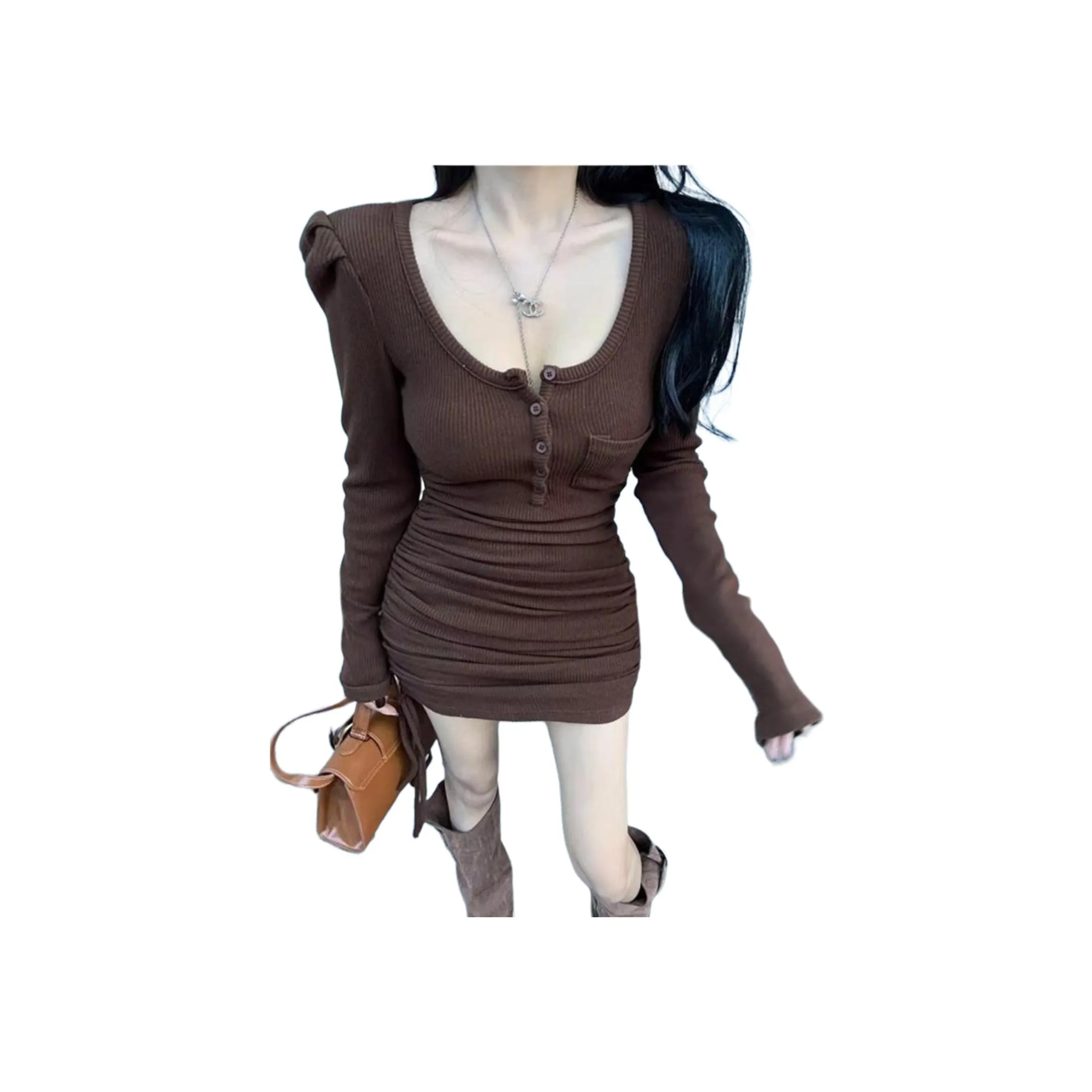 FOCOS STUDIO Длинное платье с длинными рукавами женское