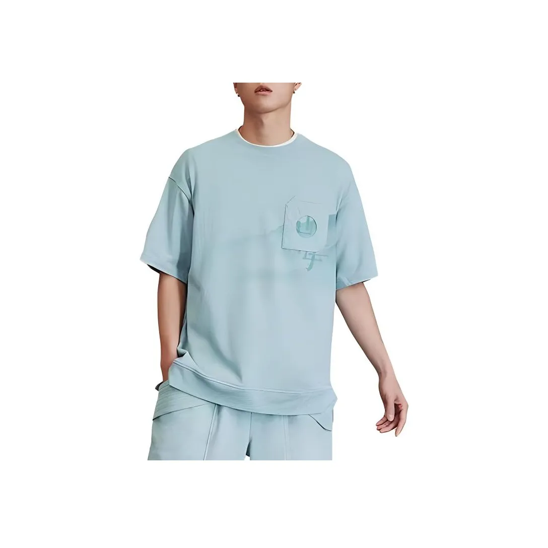 LiNing x CHENGLONG LIANMINGKUAN T Shirt Unisex Cyan Peep Toe
