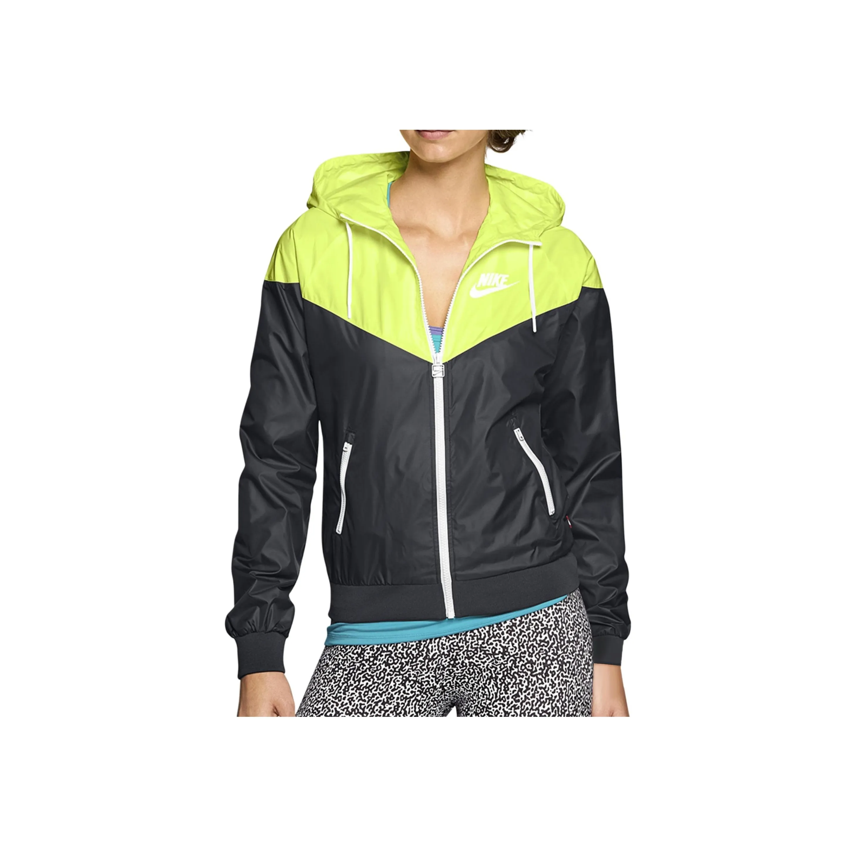 NIKE WINDRUNNER Черный/Зеленый Женские Куртки