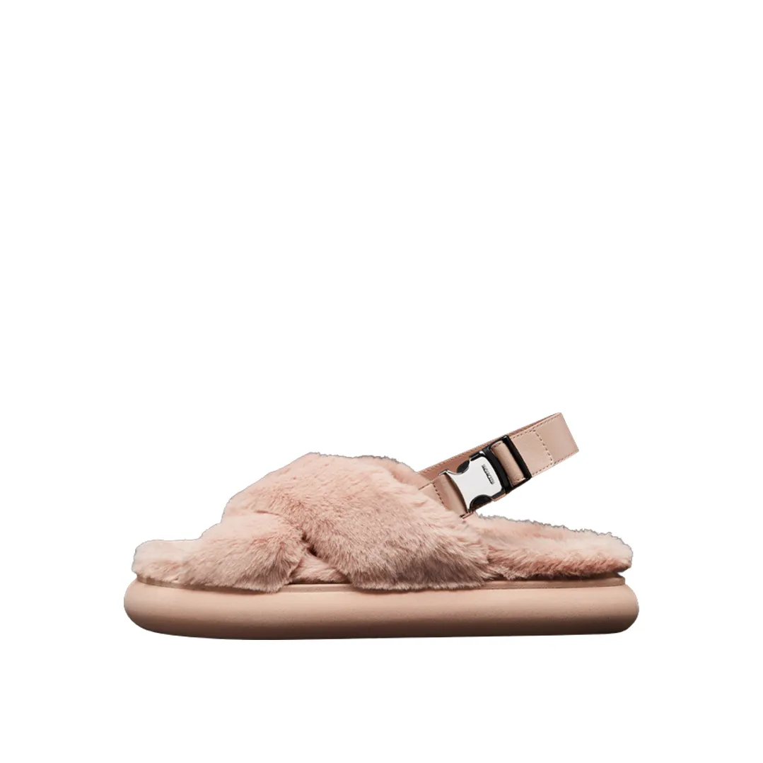 Moncler Shearling Cross-strap Slippers