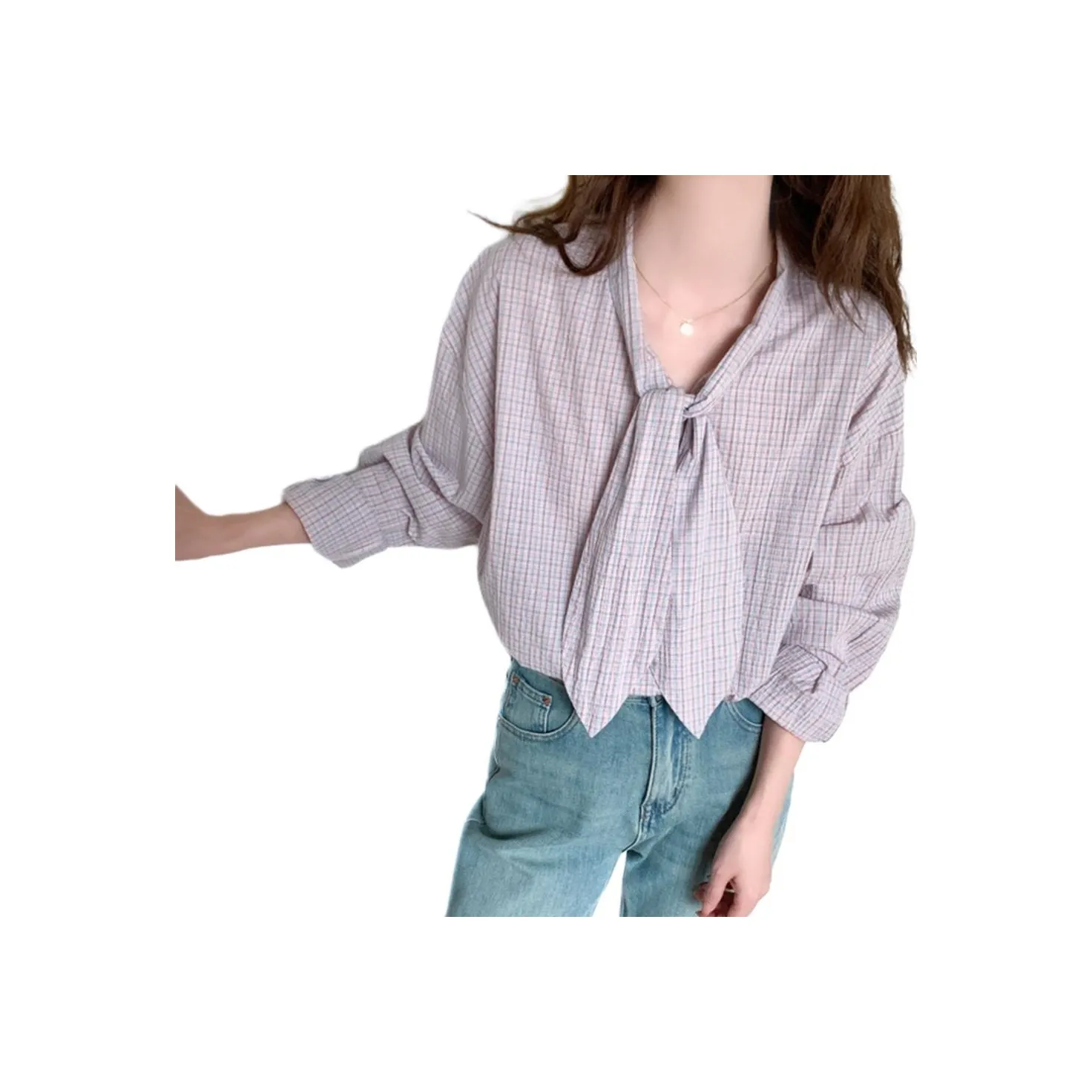 ERIRI Розовая клетка Женские Рубашки