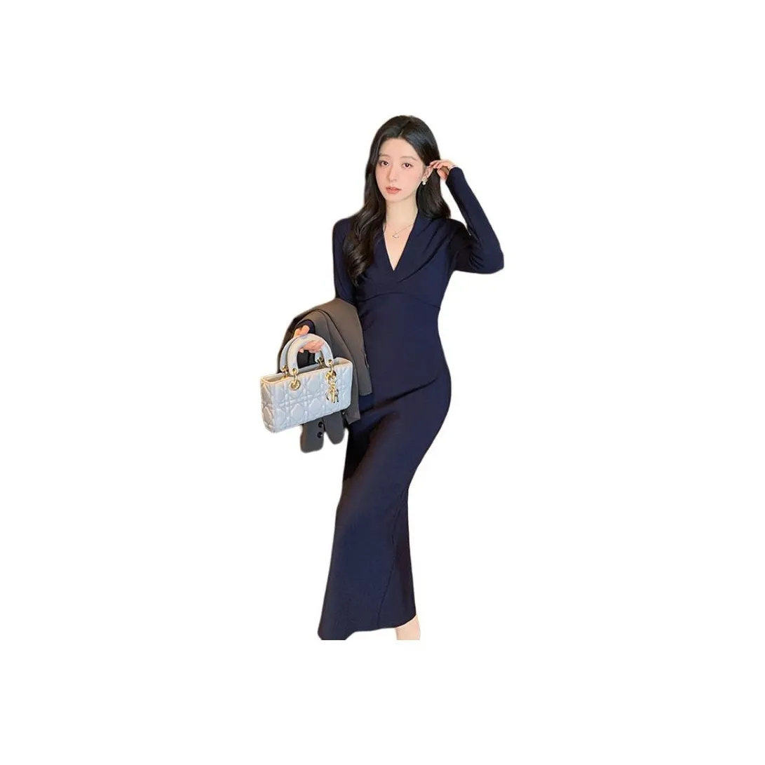 Mrs. Island Song Long Sleeved Dress Women's Royal Blue