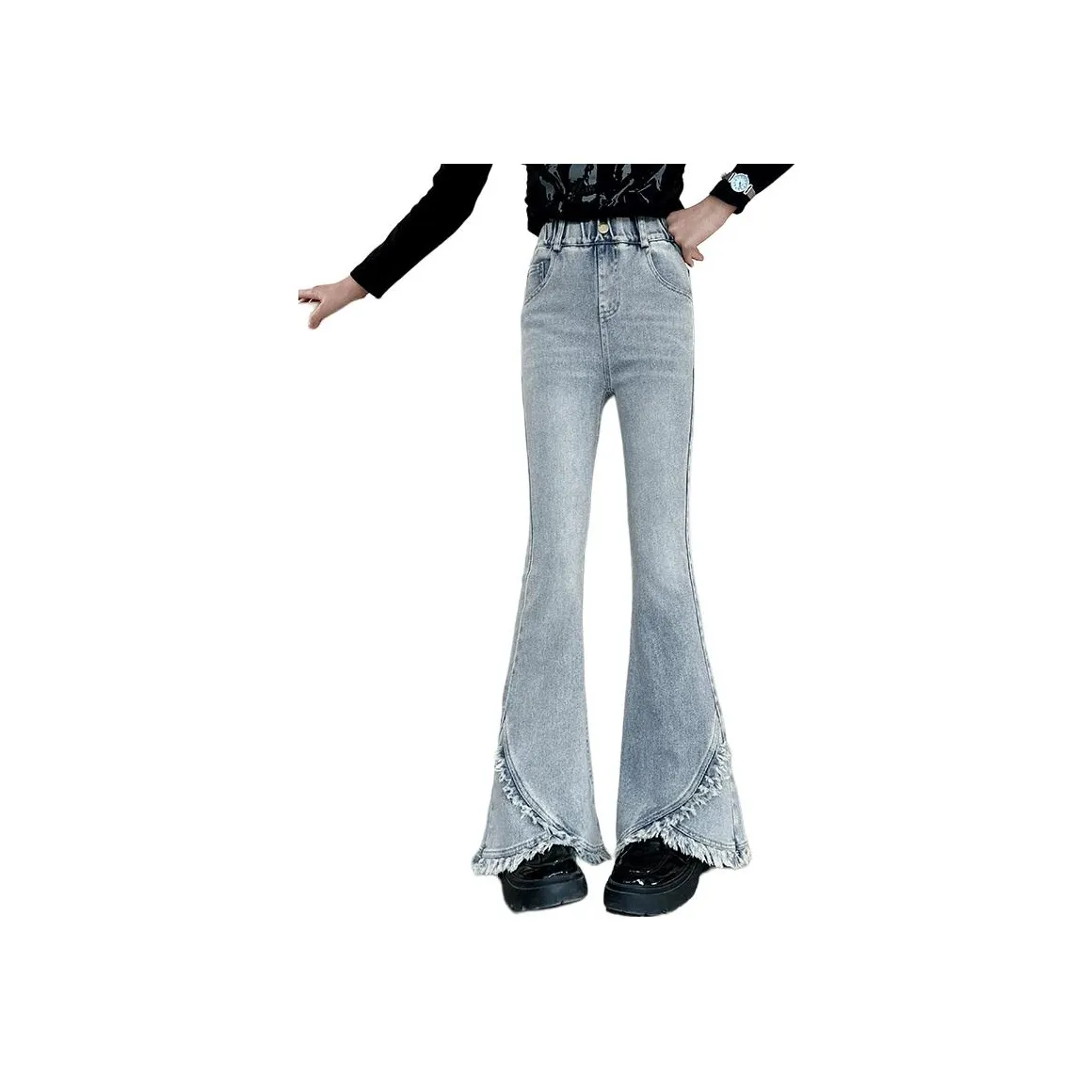 Your Royal Highness Fashiony Обтрепанный край Расклешенные штаны Синий Детский