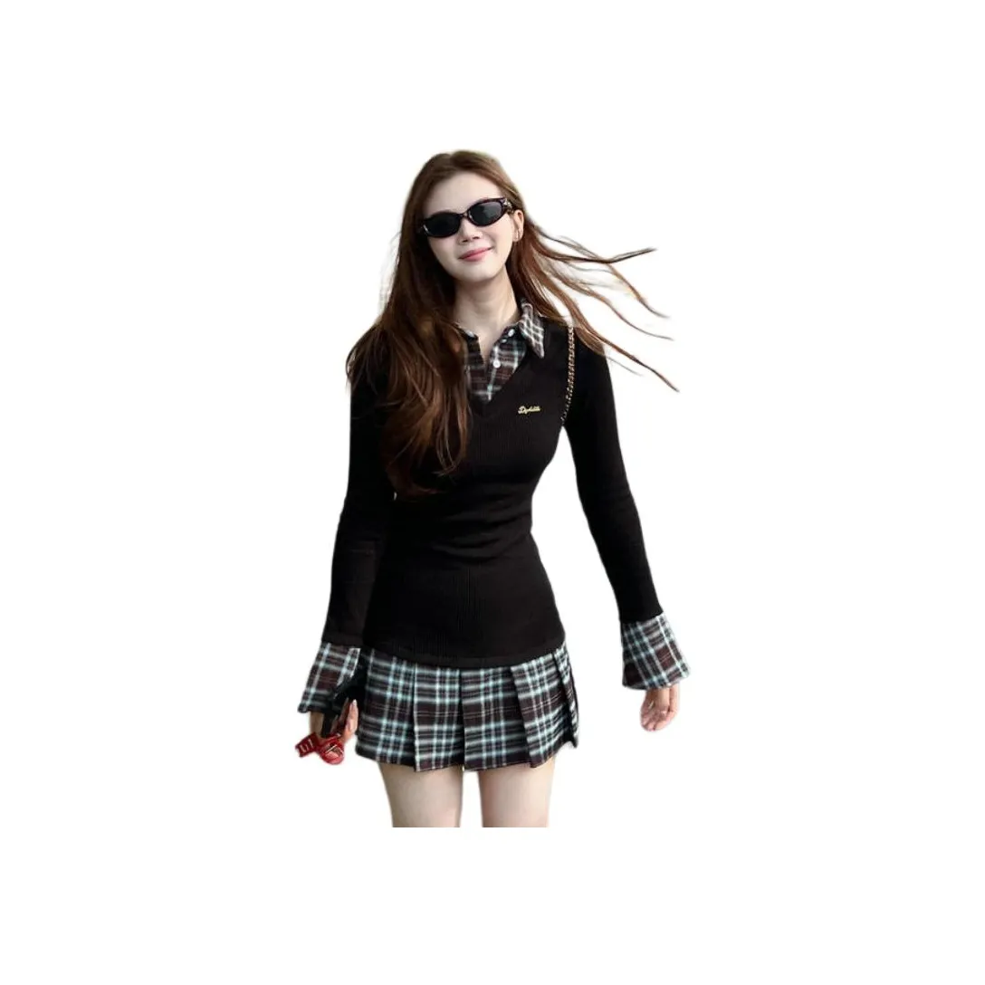 XIAOJUCHUANLI Long Sleeved Dress Women's Black