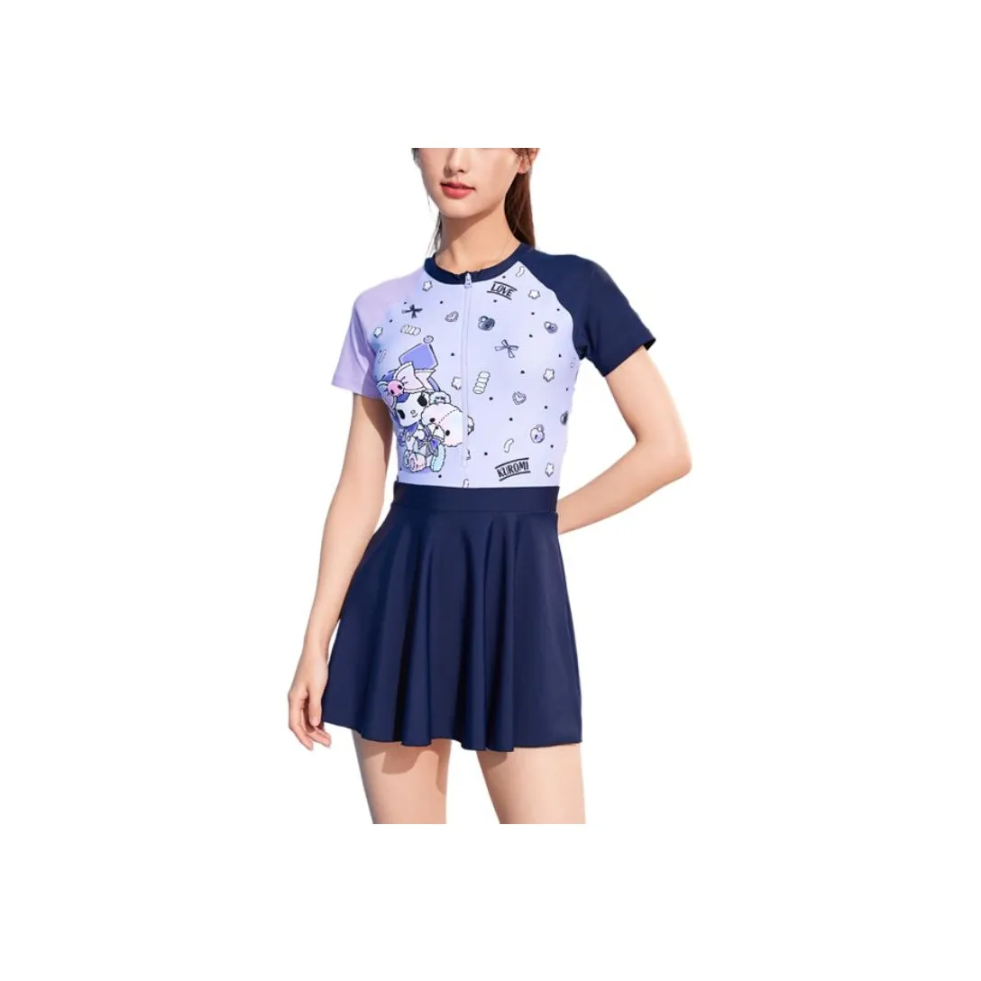 ZOKE x Sanrio One Piece Купальник Женские Розовый Фиолетовый Темно-синий Kuromi