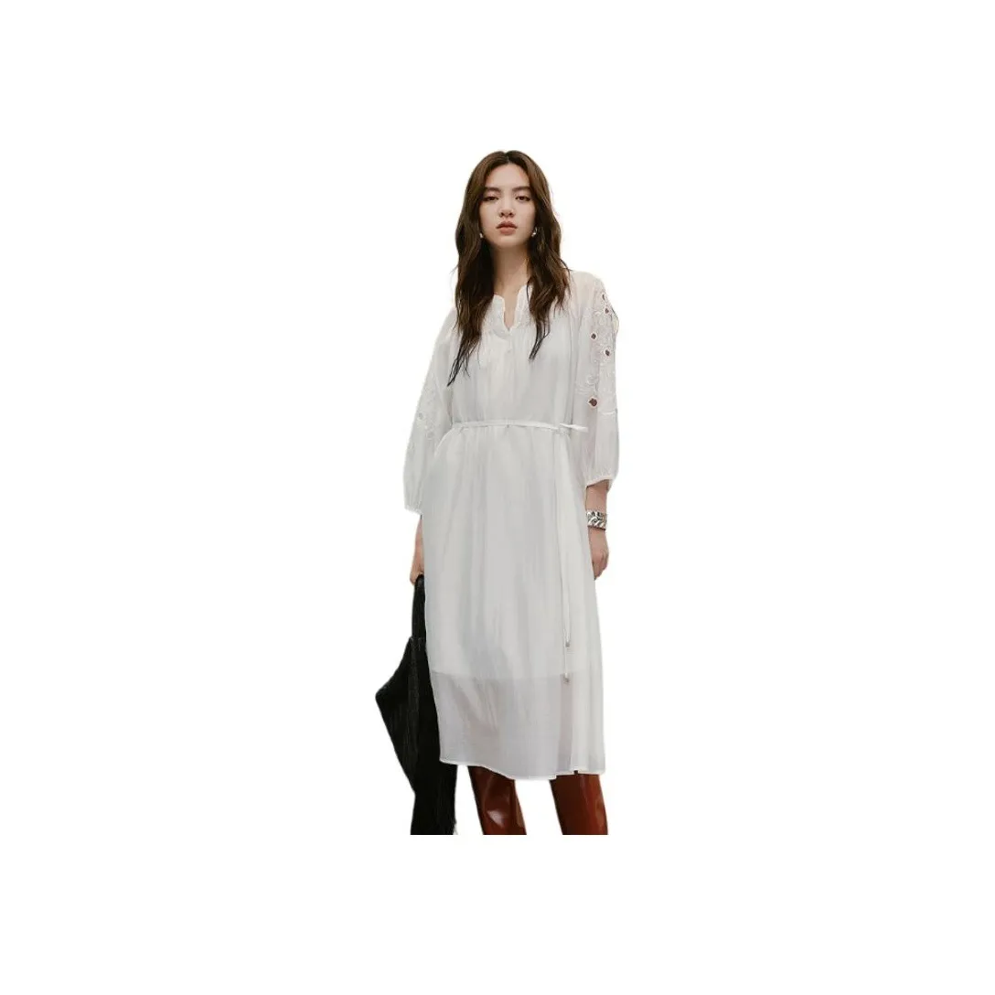 Hopeshow Long Sleeved Dress Women's Raw White