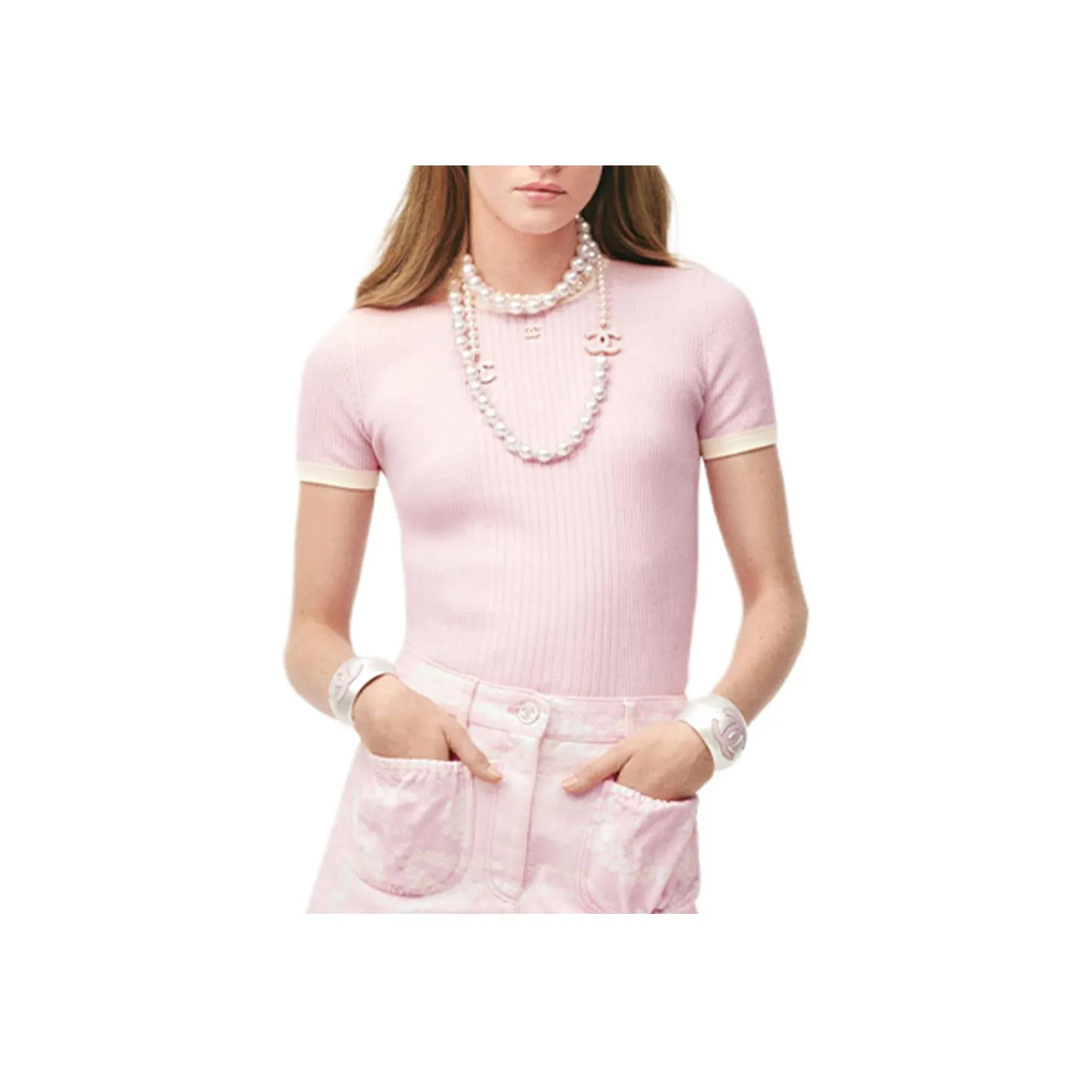 CHANEL T Shirt Women's Light Pink