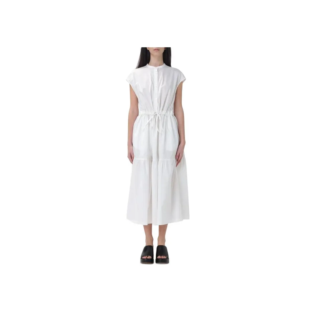 WOOLRICH Button Detailed Drawstring Waist Ruched Dress