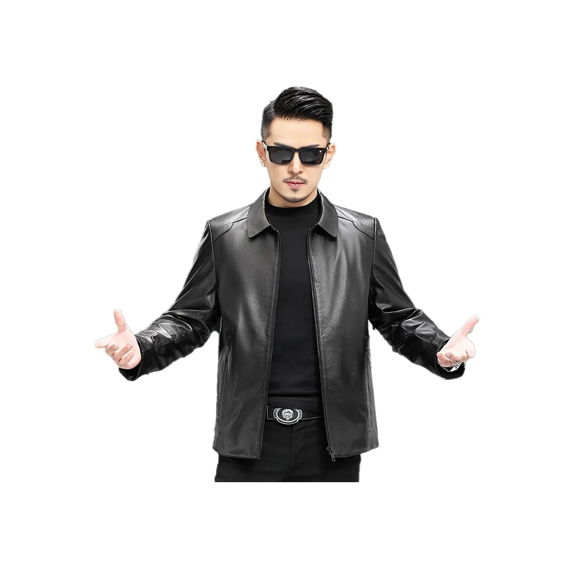 Kaiser Черные Мужские Кожаные Куртки