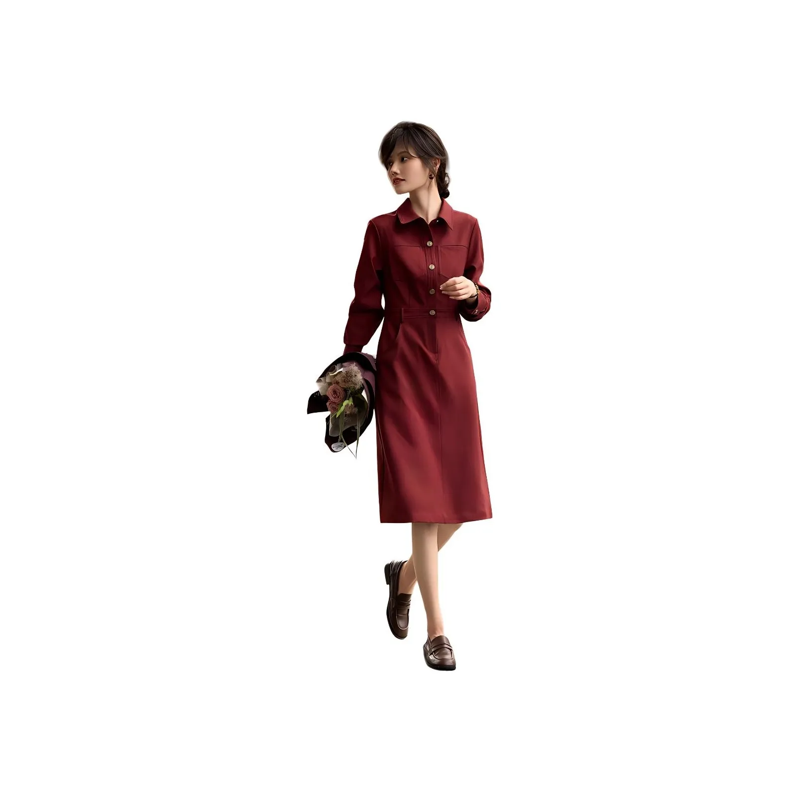 XWI Long Sleeved Dress Women's Brick Red