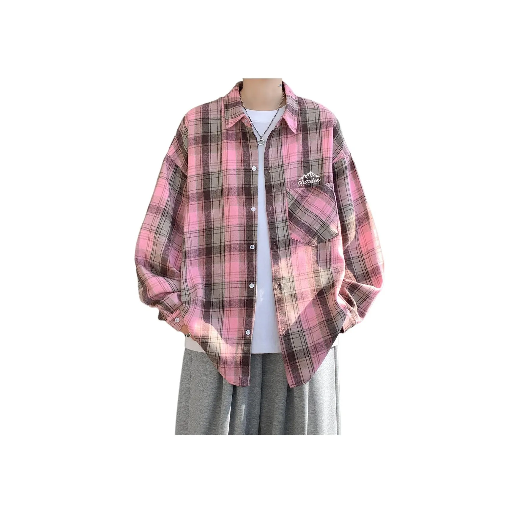 CHARLIE GOLF Shirt Unisex Plaid Pink