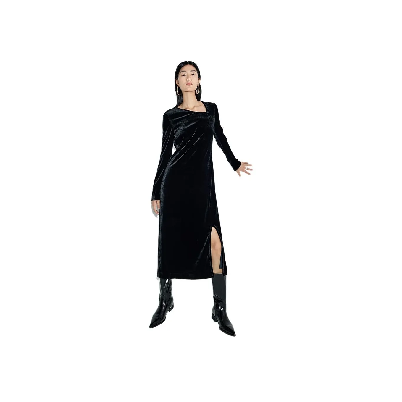 Roselingling Long Sleeved Dresses Women's Elegant Black