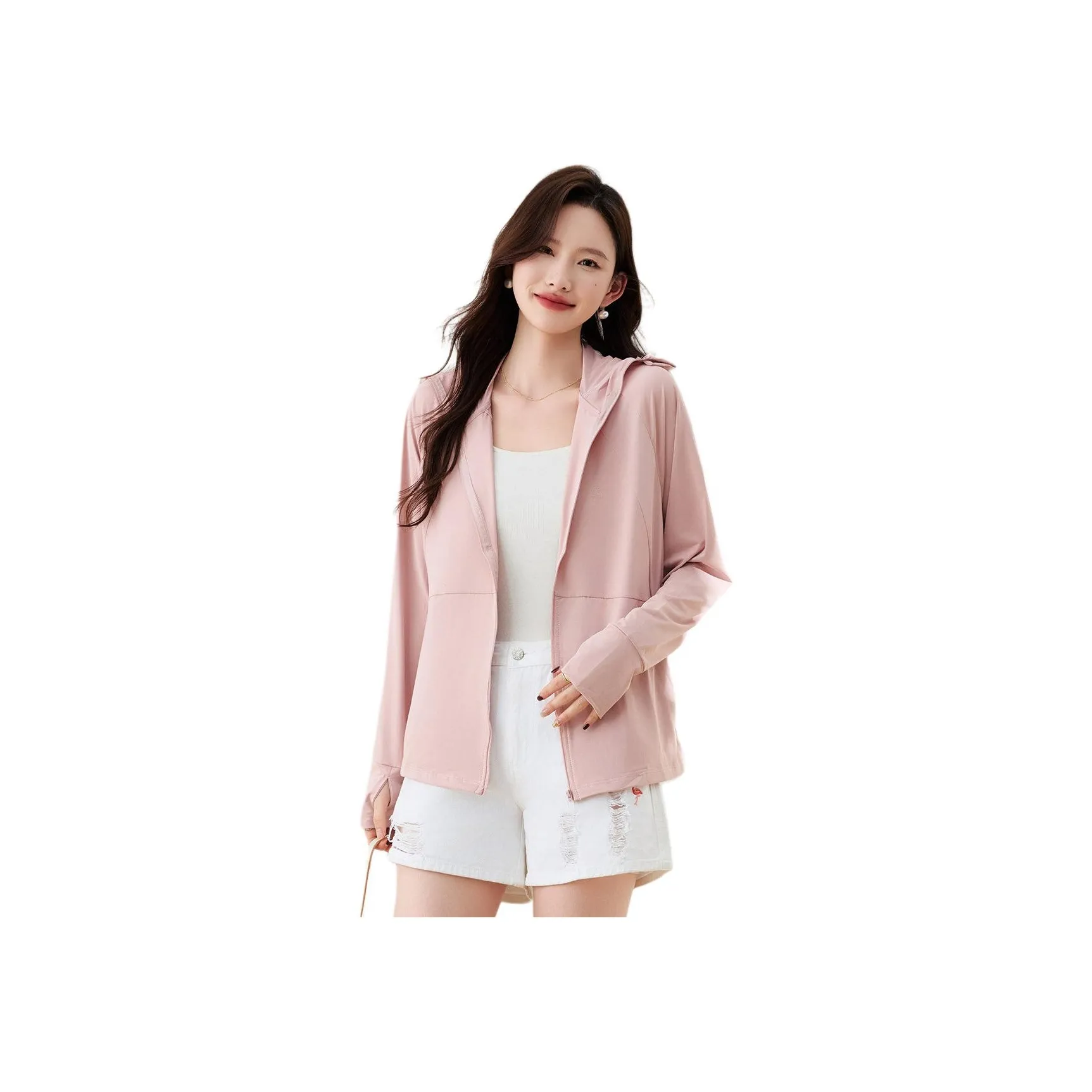 X MOOM Sun Protection Clothing Women's Taro Gray Pink