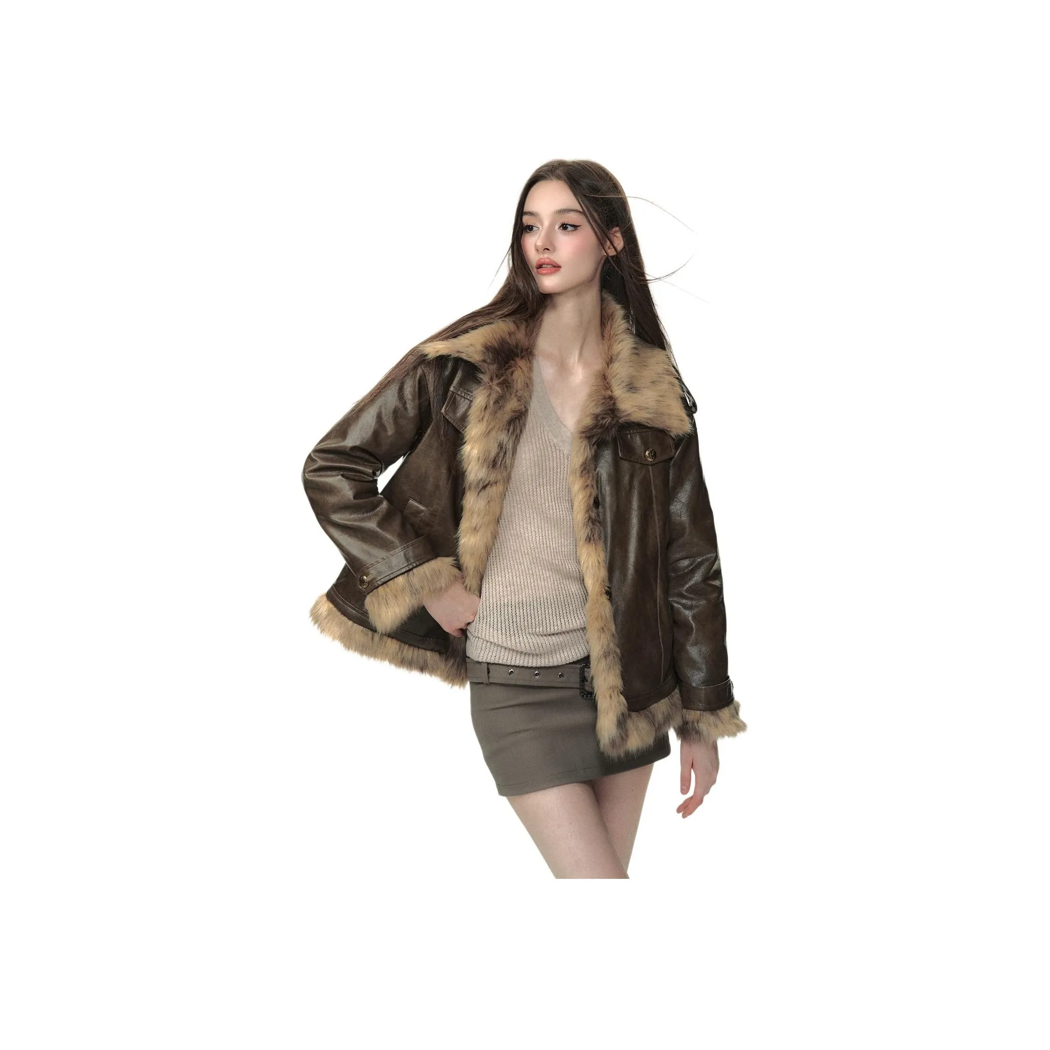 Li Zixian Velvet-feel Coat Women's Coffee