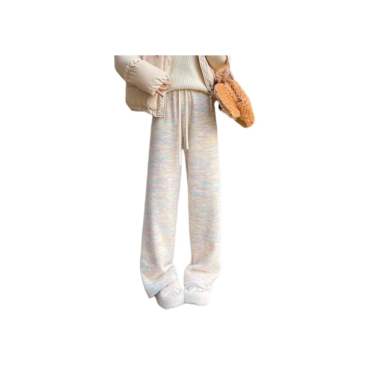 RTTO Повседневные брюки Унисекс Радужный Флис с подкладкой