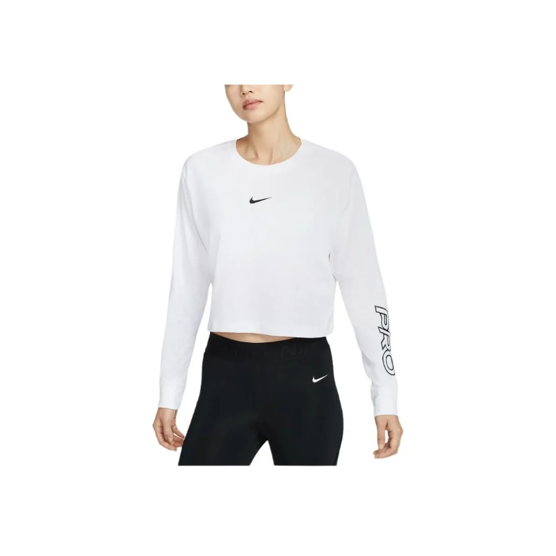 Nike ProDri Fit FW24 Drop Shoulder Sleeve T Shirt Women's White