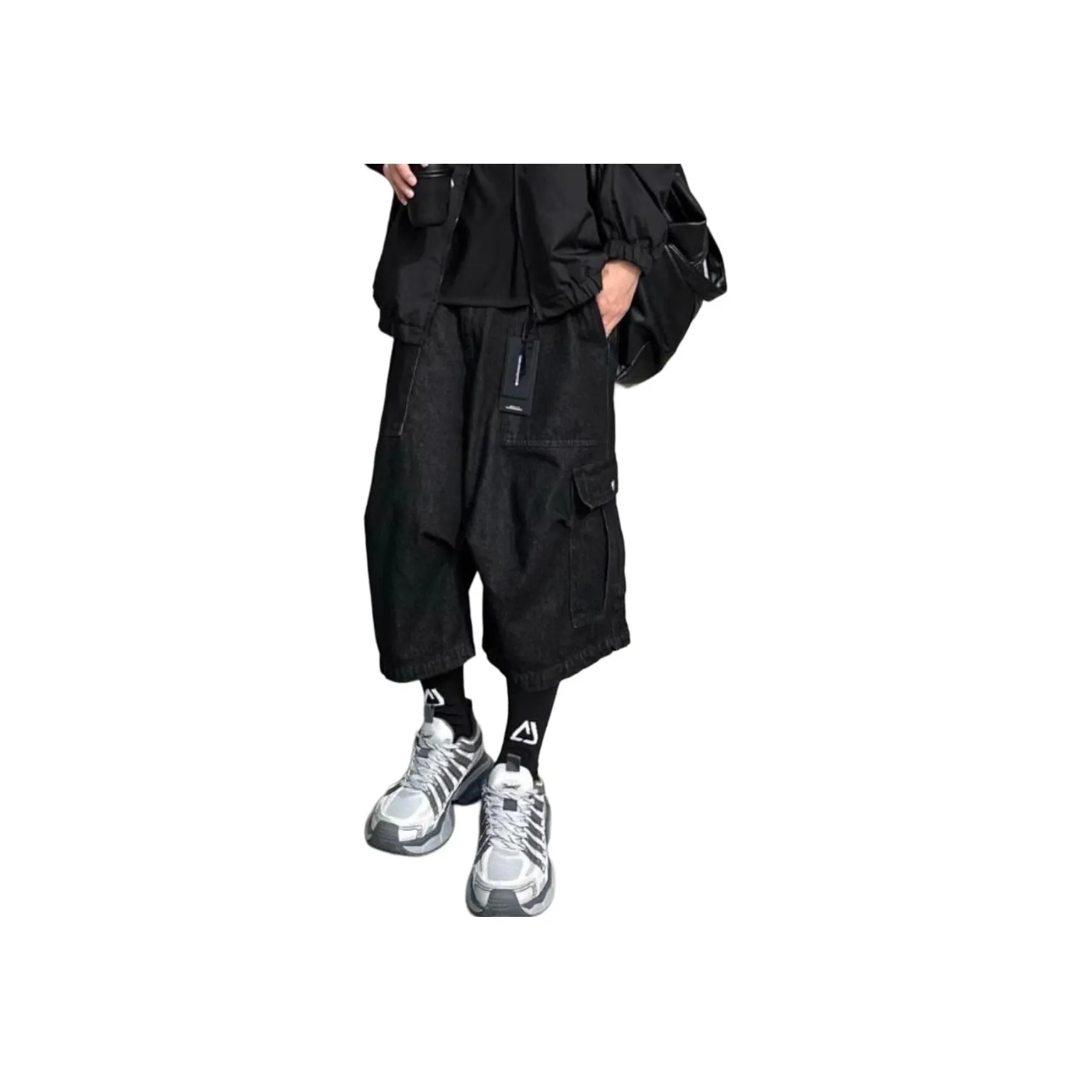 TESTUNG Черные Мужские Джинсовые Шорты